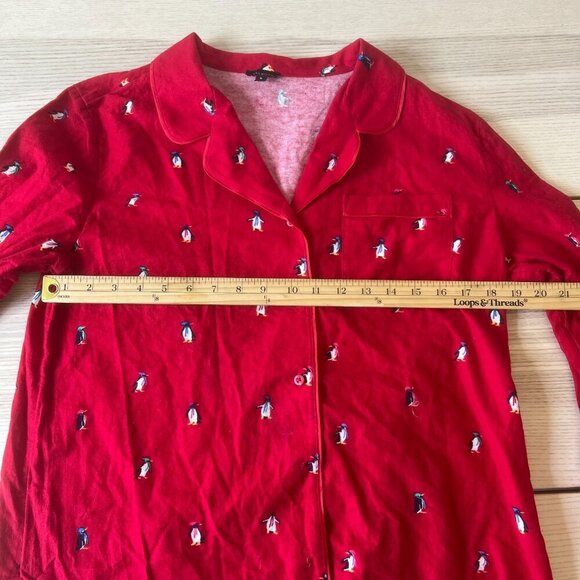 Talbots Red Quilted Jacket pajama penguins animal winter holiday coat Size M - Picture 5 of 10